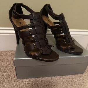 Brown heel sandals